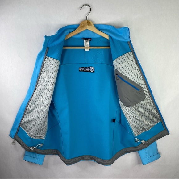Patagonia Polartec Womens Full Zip Windblock Softshell Jacket Light Blue Medium - Picture 10 of 13